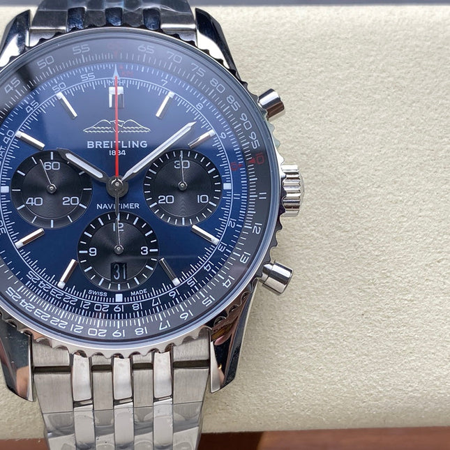 NAVITIMER B01 CHRONOGRAPH 43 ALL STEEL BLUE MIX BLACK DIAL