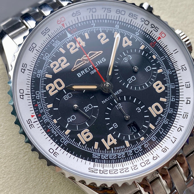 NAVITIMER B01 CHRONOGRAPH 43 ALL STEEL BLACK MIX WHITE DIAL