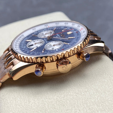 NAVITIMER B01 CHRONOGRAPH 43 ALL RED GOLD BLUE MIX WHITE DIAL