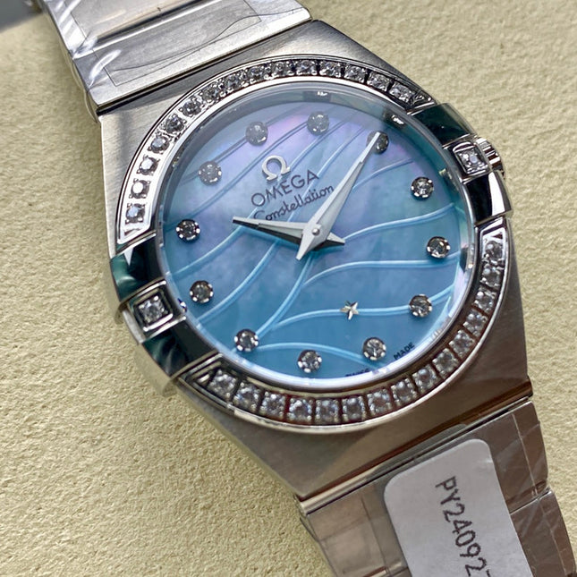 CONSTELLATION PETITE WATCH SILVER CASE AND SAPPHIRE BLUE DIAL WITH CRYSTAL