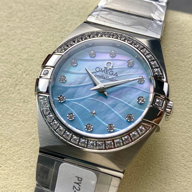 CONSTELLATION PETITE WATCH SILVER CASE AND SAPPHIRE BLUE DIAL WITH CRYSTAL