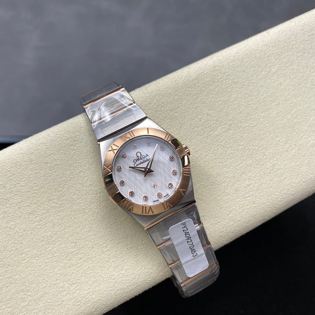 CONSTELLATION PETITE WATCH SILVER AND ROSE GOLD CASE