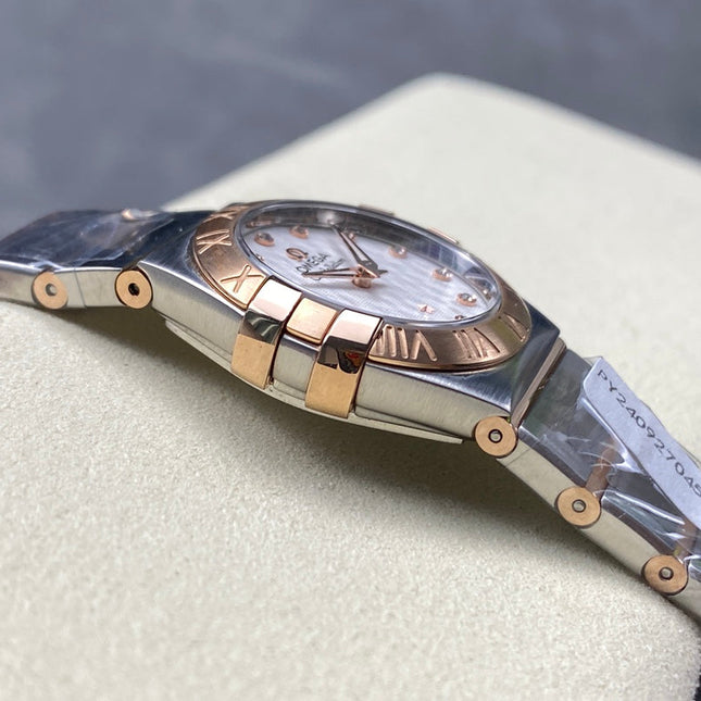 CONSTELLATION PETITE WATCH SILVER AND ROSE GOLD CASE