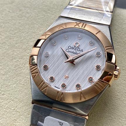CONSTELLATION PETITE WATCH SILVER AND ROSE GOLD CASE