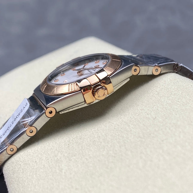 CONSTELLATION PETITE WATCH SILVER AND ROSE GOLD CASE