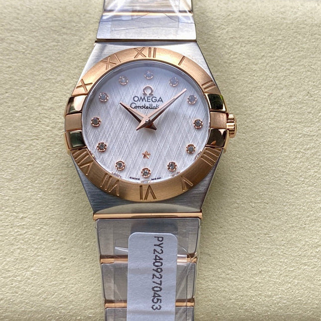 CONSTELLATION PETITE WATCH SILVER AND ROSE GOLD CASE