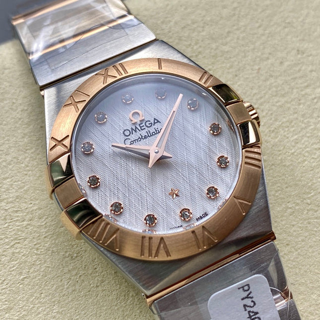CONSTELLATION PETITE WATCH SILVER AND ROSE GOLD CASE