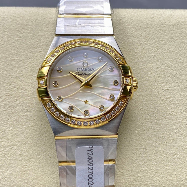 CONSTELLATION PETITE WATCH SILVER AND GOLD CASE WITH CRYSTALS