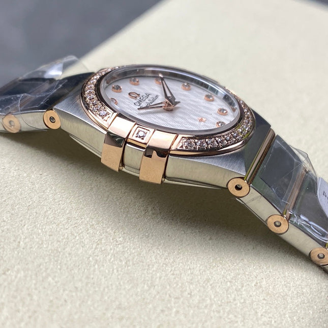 CONSTELLATION PETITE WATCH SILVER AND ROSE GOLD CASE WITH CRYSTALS