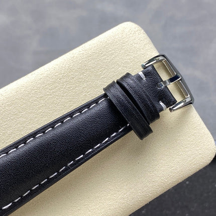 CALATRAVA STEEL CASE BLACK CALFSKIN STRAP