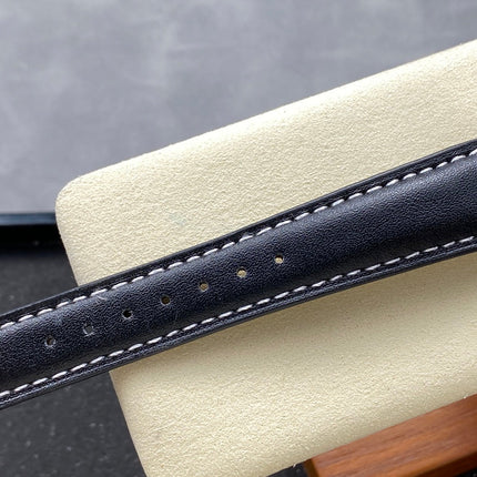 CALATRAVA STEEL CASE BLACK CALFSKIN STRAP