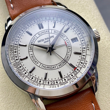CALATRAVA STEEL CASE BROWN CALFSKIN STRAP