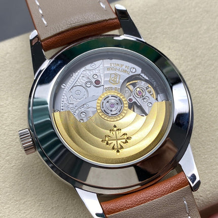 CALATRAVA STEEL CASE BROWN CALFSKIN STRAP