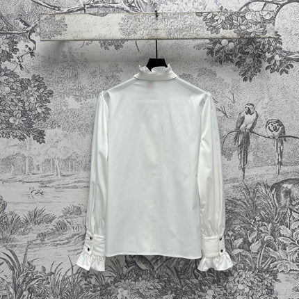 CC 25 Lace Pleated Shirt White Cotton