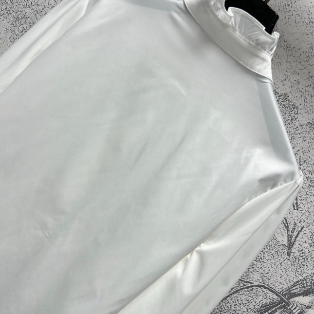 CC 25 Lace Pleated Shirt White Cotton
