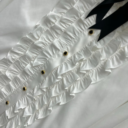 CC 25 Lace Pleated Shirt White Cotton