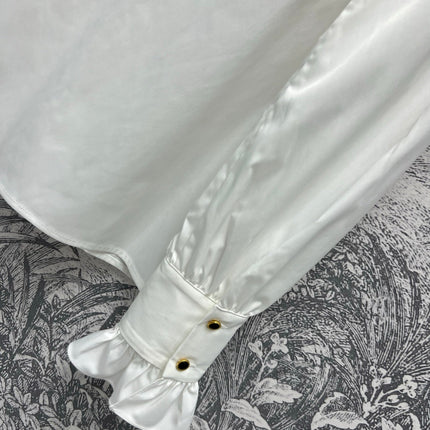 CC 25 Lace Pleated Shirt White Cotton