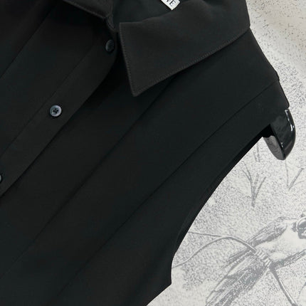 Loewe 25 Sleeveless Pleated Shirt Black Polyester Fiber