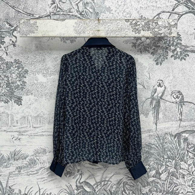 CC 25 Full-printed Logo Two-piece Shirt Dark Blue Polyester Fiber