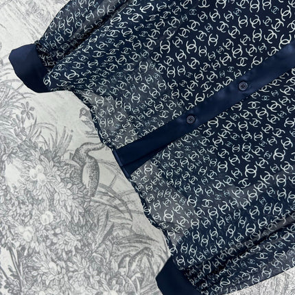 CC 25 Full-printed Logo Two-piece Shirt Dark Blue Polyester Fiber