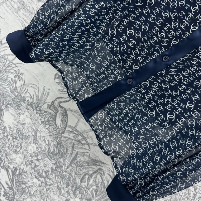 CC 25 Full-printed Logo Two-piece Shirt Dark Blue Polyester Fiber