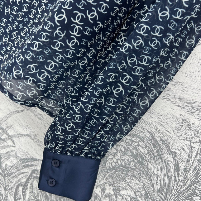 CC 25 Full-printed Logo Two-piece Shirt Dark Blue Polyester Fiber