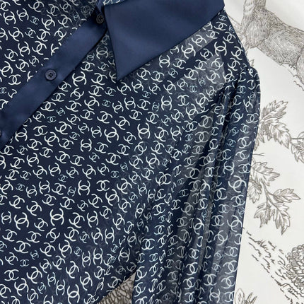 CC 25 Full-printed Logo Two-piece Shirt Dark Blue Polyester Fiber