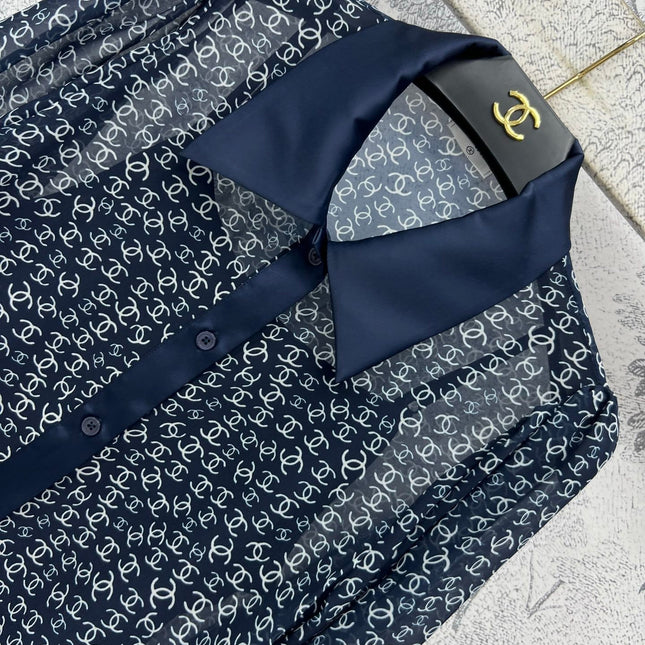 CC 25 Full-printed Logo Two-piece Shirt Dark Blue Polyester Fiber