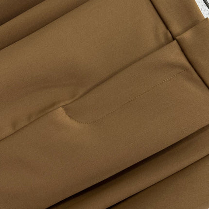 Loewe 25 Pleated Short Skirt Khaki Brown Polyester Fiber