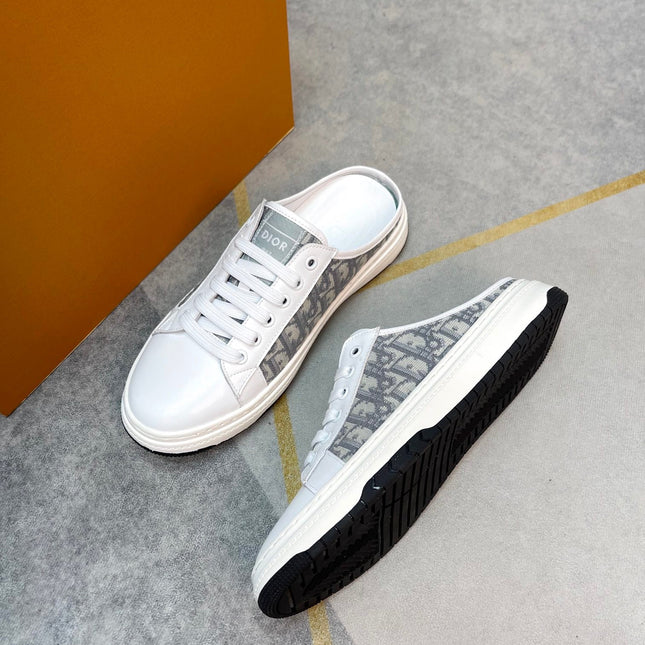CD RETRO MULE WHITE AND BEIGE CALFSKIN