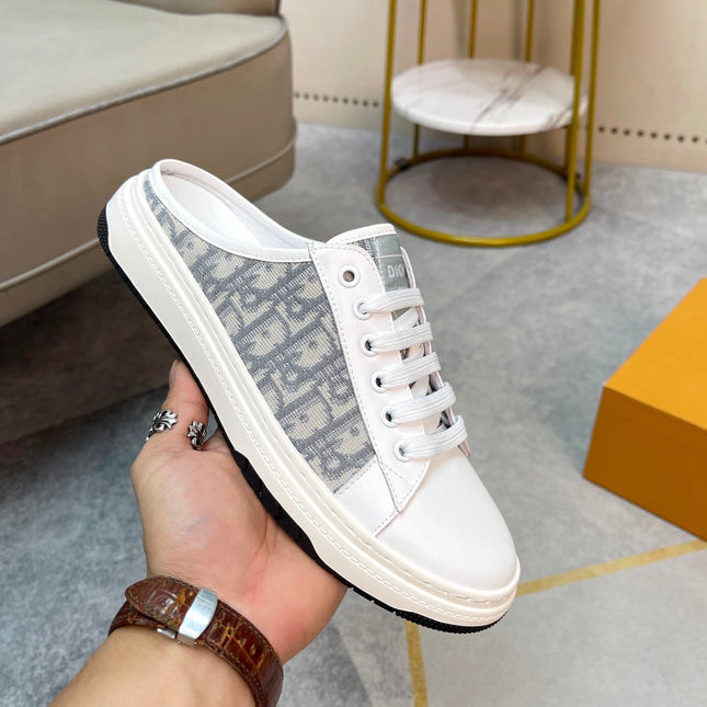 CD RETRO MULE WHITE AND BEIGE CALFSKIN