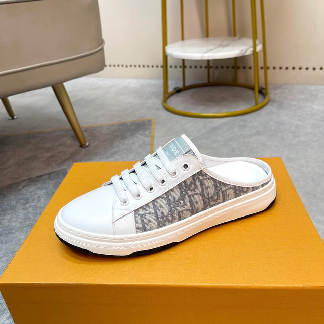 CD RETRO MULE WHITE AND BEIGE CALFSKIN
