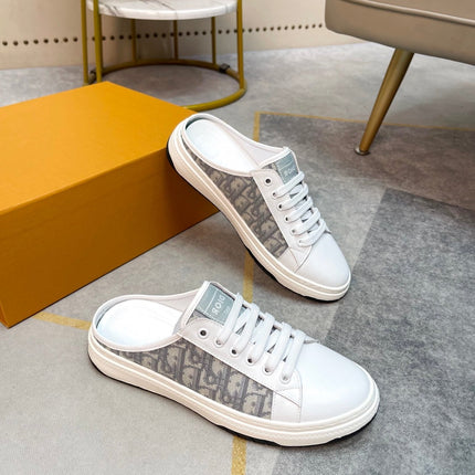 CD RETRO MULE WHITE AND BEIGE CALFSKIN
