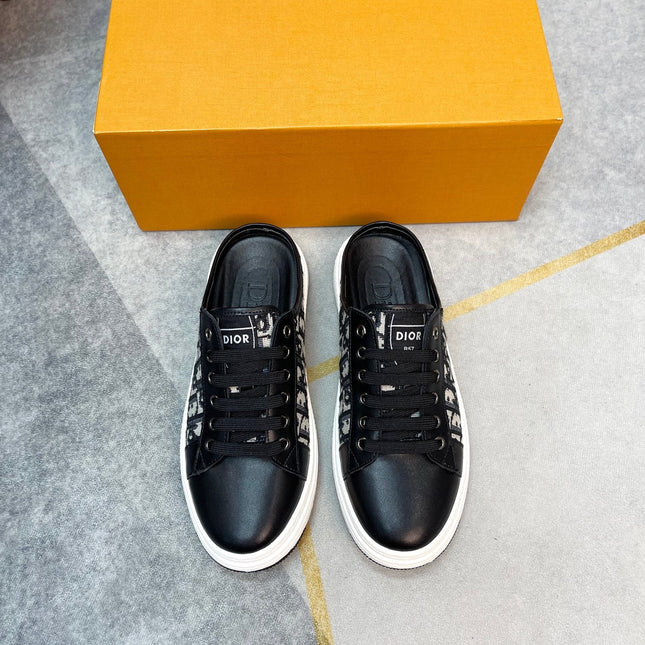 CD RETRO MULE BLACK AND BEIGE CALFSKIN