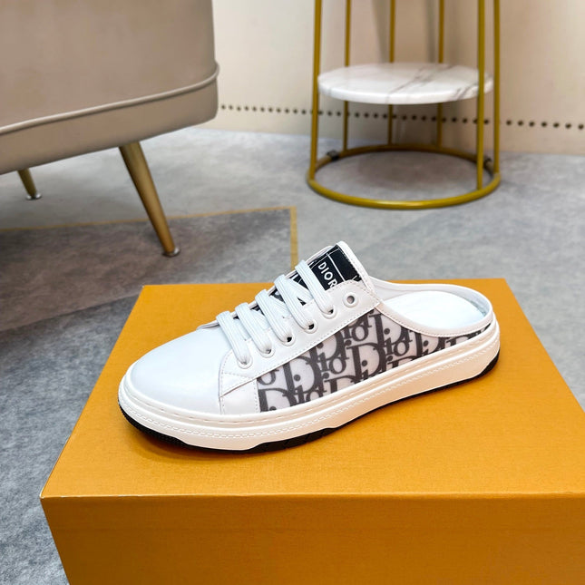 CD RETRO MULE WHITE AND BLACK CALFSKIN