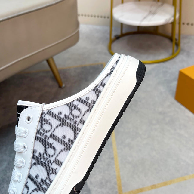 CD RETRO MULE WHITE AND BLACK CALFSKIN