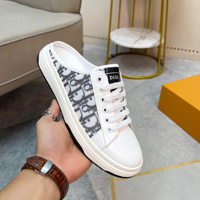 CD RETRO MULE WHITE AND BLACK CALFSKIN