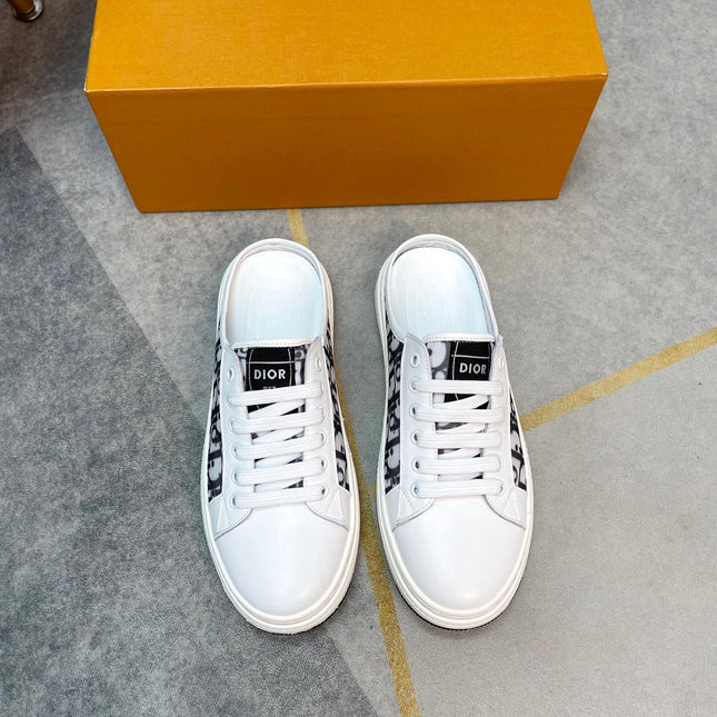 CD RETRO MULE WHITE AND BLACK CALFSKIN
