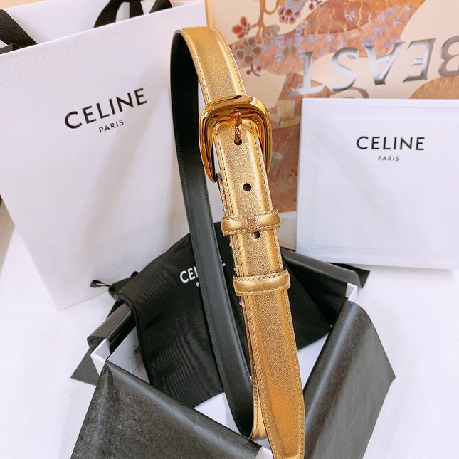 CELINE 25S BELT 25MM WITH ARC DE TRIOMPHE BUCKLE IN GOLD 571497