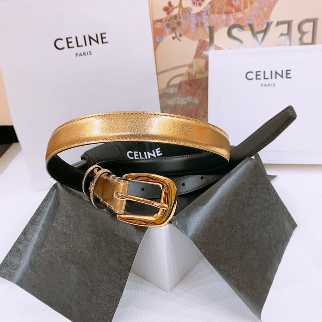 CELINE 25S BELT 25MM WITH ARC DE TRIOMPHE BUCKLE IN GOLD 571497