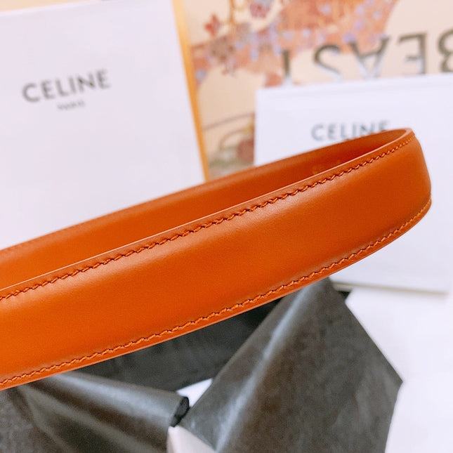 CELINE 25S BELT 25MM WITH ARC DE TRIOMPHE BUCKLE IN DARK CARAMEL 571499