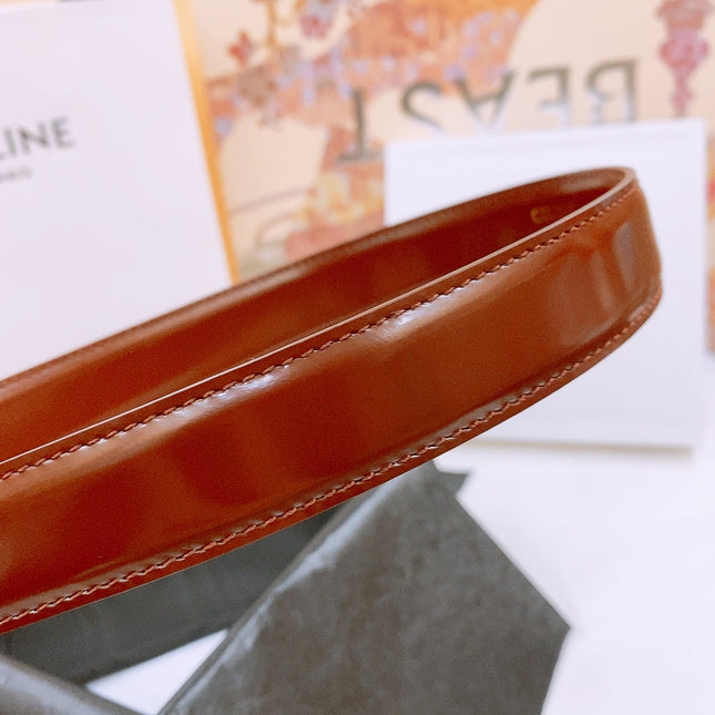 CELINE 25S BELT 25MM WITH ARC DE TRIOMPHE BUCKLE IN BURNT UMBER 571500