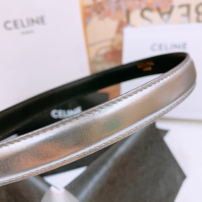 CELINE 25S BELT 18MM WITH ARC DE TRIOMPHE BUCKLE IN SILVER 571503