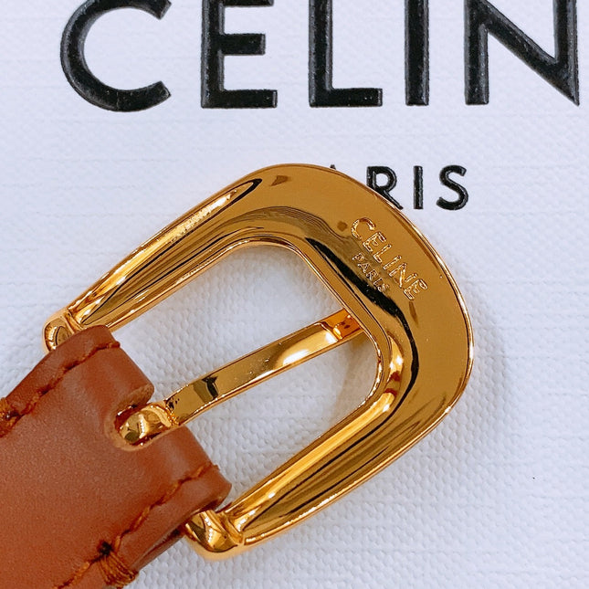 CELINE 25S BELT 18MM WITH ARC DE TRIOMPHE BUCKLE IN DARK CARAMEL 571504