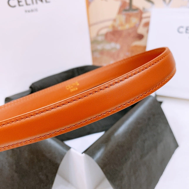 CELINE 25S BELT 18MM WITH ARC DE TRIOMPHE BUCKLE IN DARK CARAMEL 571504
