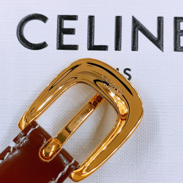 CELINE 25S BELT 18MM WITH ARC DE TRIOMPHE BUCKLE IN BURNT UMBER 571505