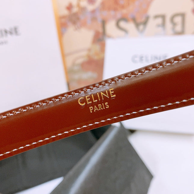 CELINE 25S BELT 18MM WITH ARC DE TRIOMPHE BUCKLE IN BURNT UMBER 571505