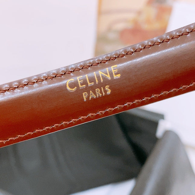 CELINE 25S BELT 18MM WITH ARC DE TRIOMPHE BUCKLE IN BURNT UMBER 571506
