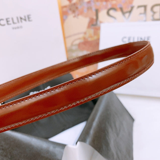 CELINE 25S BELT 18MM WITH ARC DE TRIOMPHE BUCKLE IN BURNT UMBER 571506