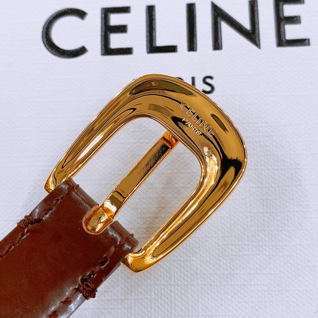 CELINE 25S BELT 18MM WITH ARC DE TRIOMPHE BUCKLE IN BURNT UMBER 571506